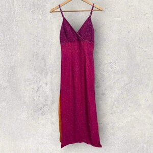 Vintage cache silk beaded maxi gown